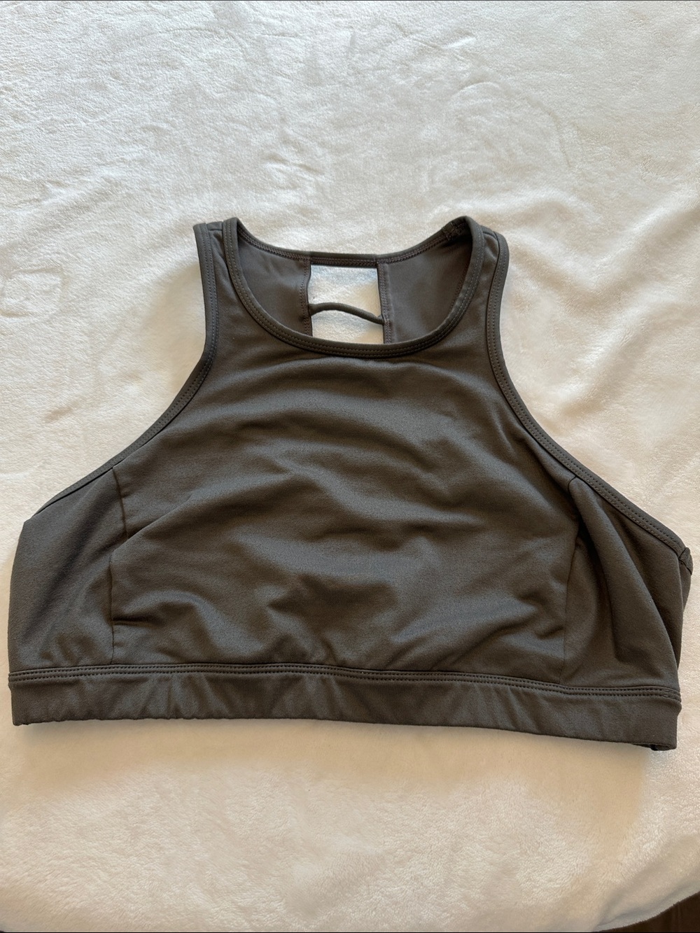 JoyLab Gray High-Neck Sports Bra with Latter detail on back- size extra large